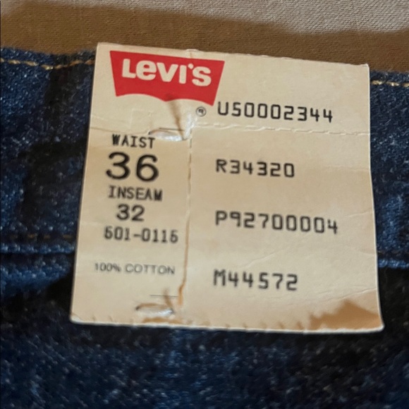 Levi's Original 501 0115 Dark Wash Button Fly Straight Denim Jeans Men's 36 X 32 - Picture 8 of 14